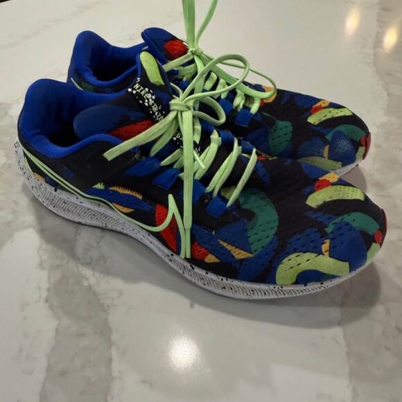 Nike Air Zoom Pegasus38 KellyAnna London Running Shoes Mens 10.5 Black/Lime/Blue - Picture 10 of 10